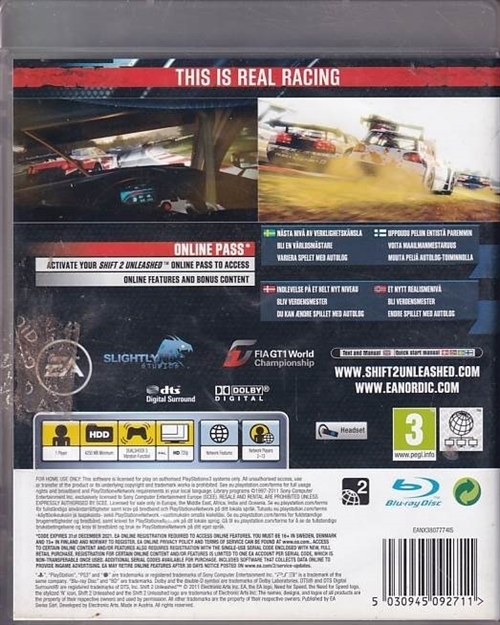 Shift 2 Unleashed - PS3 (B Grade) (Genbrug)